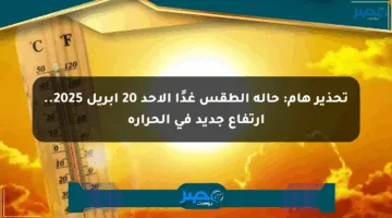 تحذير هام: حالة الطقس غدًا الأحد 20 أبريل 2025.. ارتفاع جديد في الحرارة